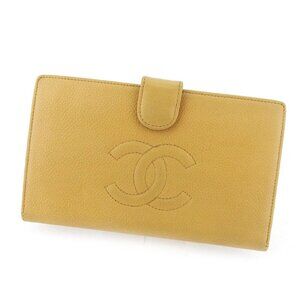 CHANEL purse wallet caviar skin leather Authentic used T18819